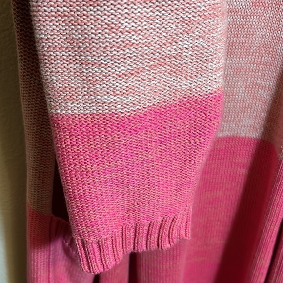 TORRID Pink Ombré Stripe Long Duster Cotton Open Front Cardigan Sweater - Picture 8 of 16